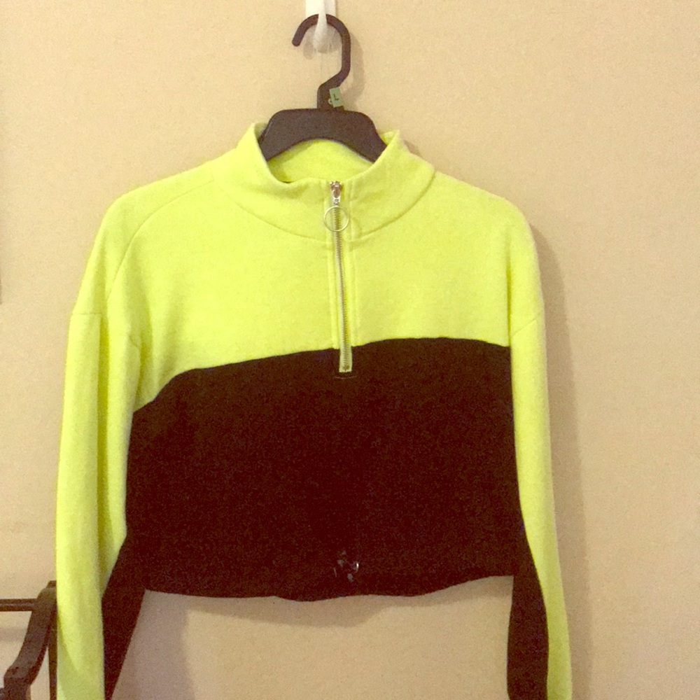 Neon green zip-up sweat shirt